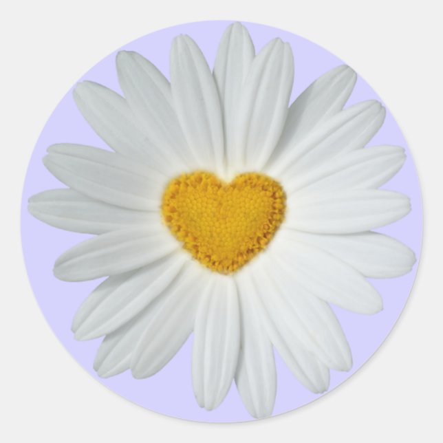 Daisy Heart Classic Round Sticker (Front)