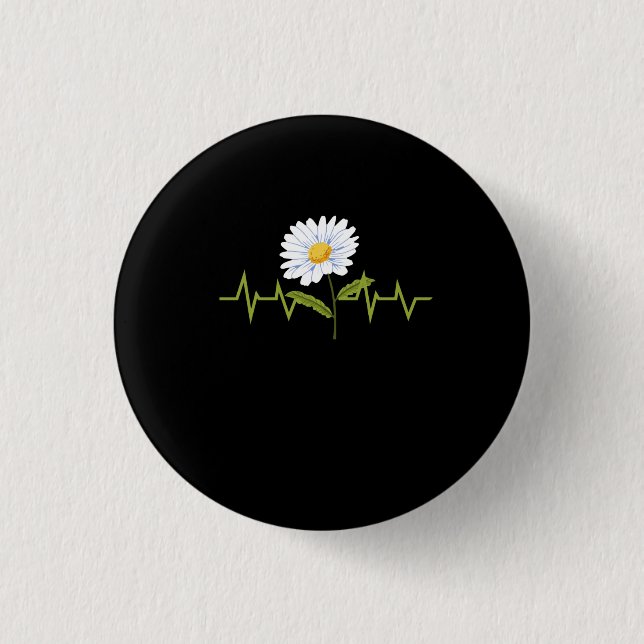 Daisy Heartbeat 1 Inch Round Button (Front)