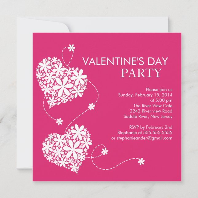 Daisy Hearts Valentines's Day Party Invitations (Front)