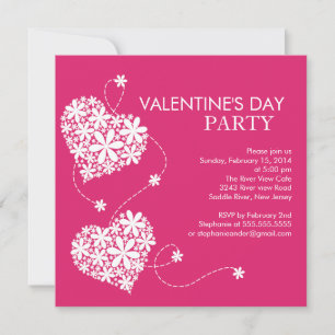 Daisy Hearts Valentines's Day Party Invitations