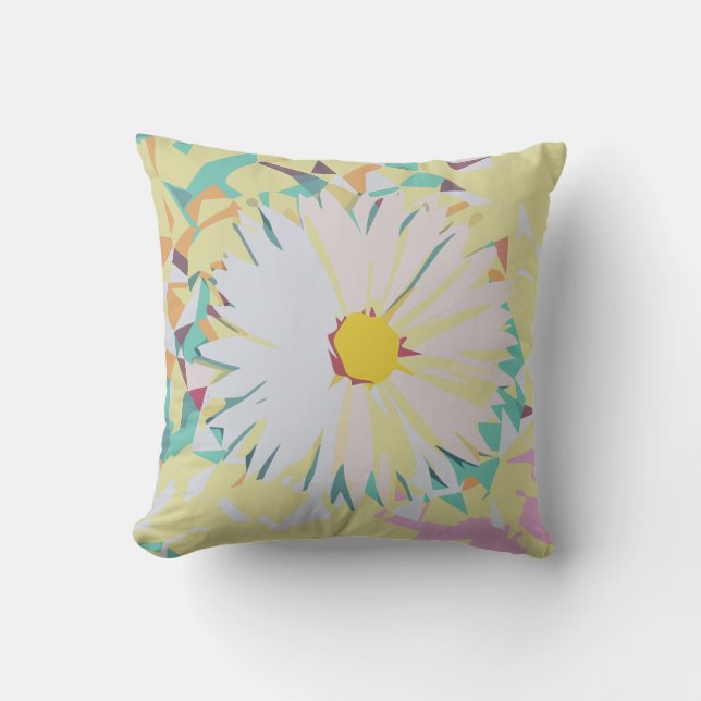 Daisy Illustration Throw Pillow (Front)