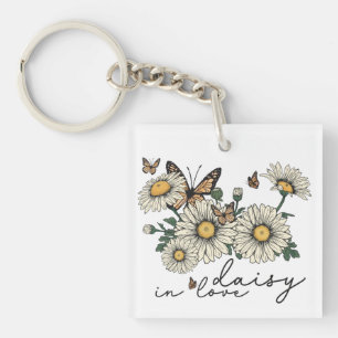 Daisy In Love Wildflower Keychain