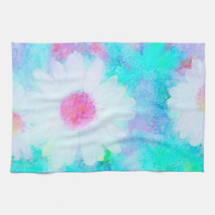 Daisy in pastel A.I. enhanced photo  Kitchen Towel
