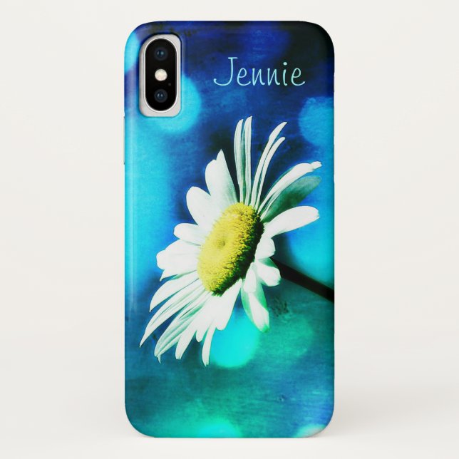 Daisy in Turquoise  *Personalize* Case-Mate iPhone Case (Back)