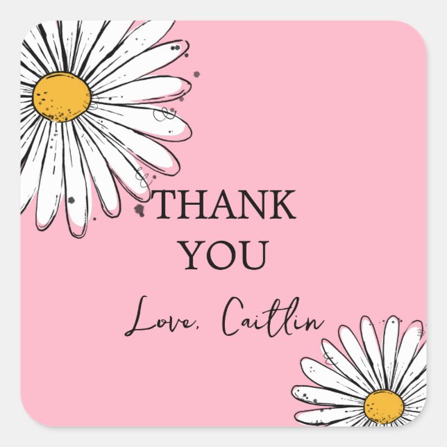 Daisy inky art editable  square sticker (Front)