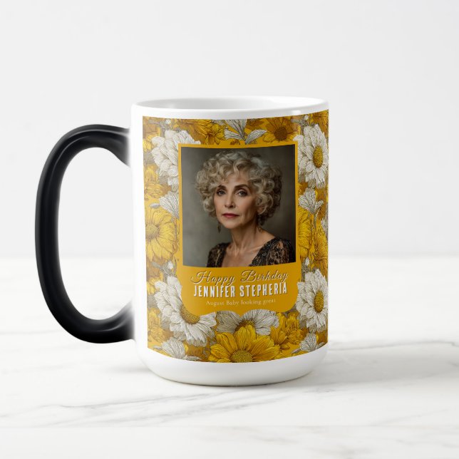 Daisy Inspired 50Th Birthday Contemporary Yellow Magic Mug (Left)