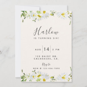 daisy invite, wildflower birthday, floral invite
