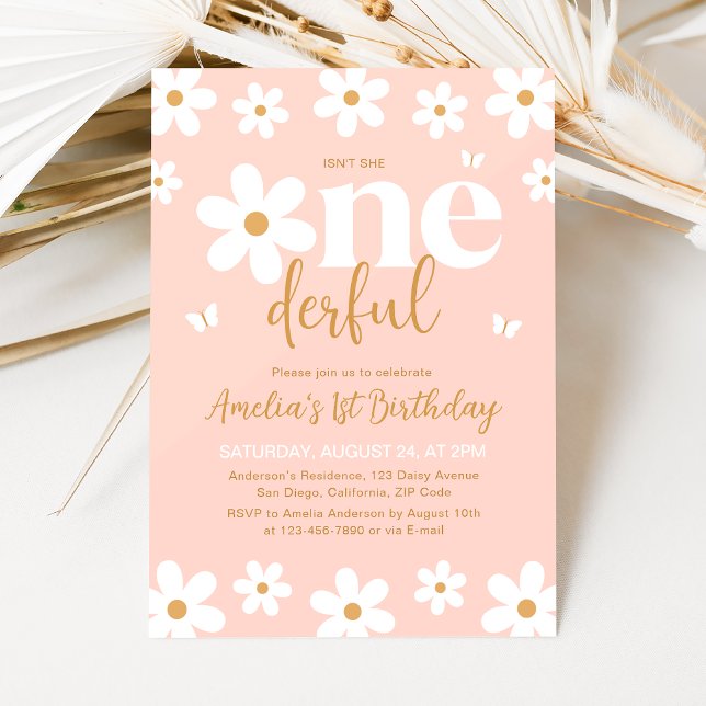 Daisy Isn't She ONEderful 1st Birthday Invitation (Creator Uploaded)