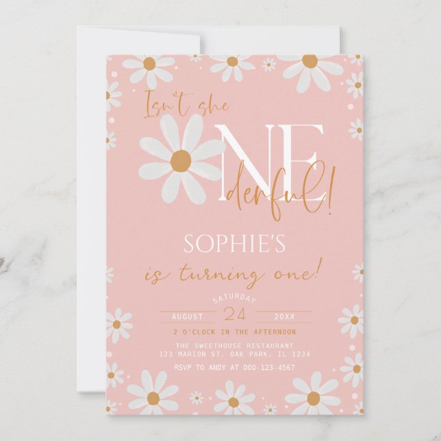 Daisy Isn't She ONEderful Boho Birthday Invitation (Front)