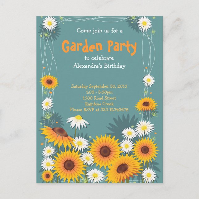 Daisy Jardin de tournesol Invitation de fête d'ann (Devant)
