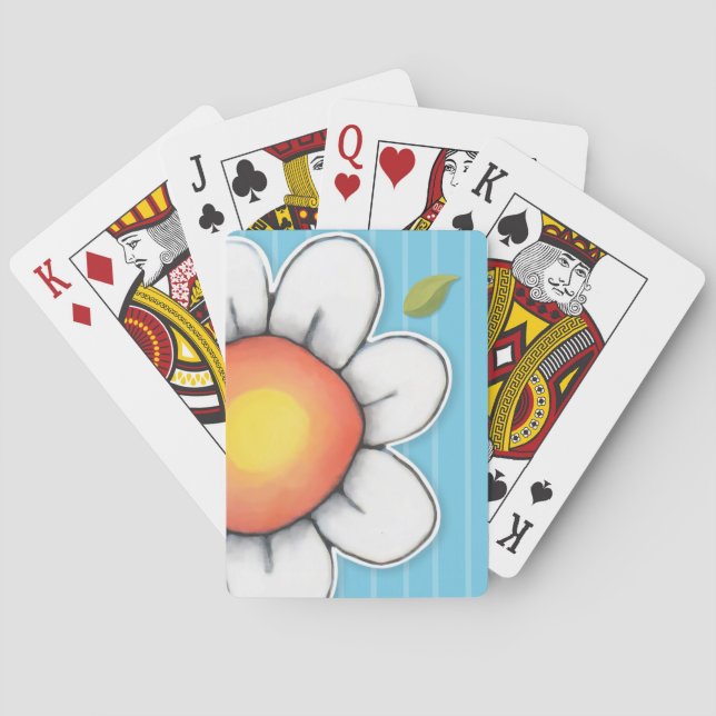Daisy Joy blue stripes Bicycle® Playing Cards (Back)