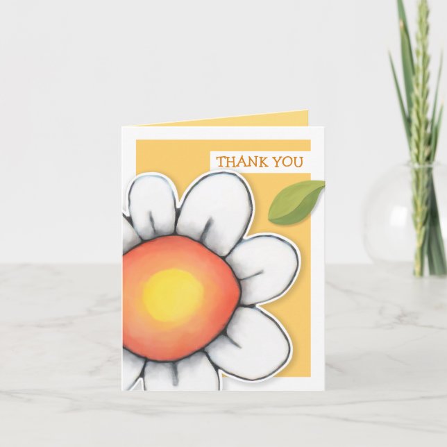 Daisy Joy jaune Merci Carte Note (Devant)