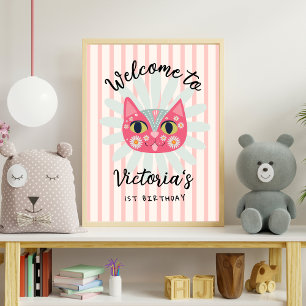 Daisy Kitty Face Purr-fect Birthday Party Poster
