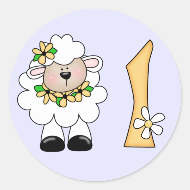 Daisy Lamb 1st Birthday Classic Round Sticker (Front)