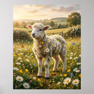 Daisy Lamb Spring Pasture Poster