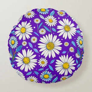 🌼 Daisy Leaves Round Pillow Floral Cozy Decor