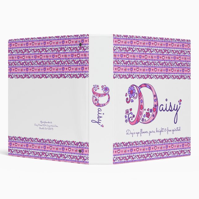 Daisy letter D heart and flowers art  Binder (Background)