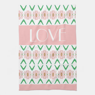 Daisy like floral kitchen towel