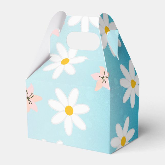 Daisy lily flower Pattern on sea torque Background Favor Box (Front Side)