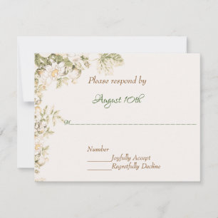 Daisy, Lily of the Valley on Ecru Wedding RSVP Invitation