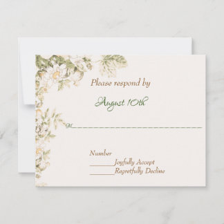 Daisy, Lily of the Valley on Ecru Wedding RSVP Invitation