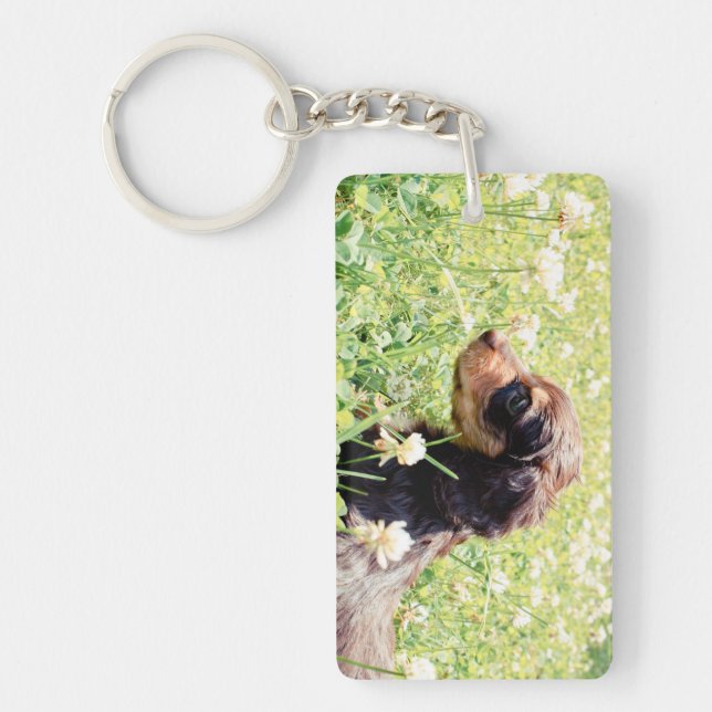 Daisy & Littermates Double Photo Keepsake Keychain (Front)