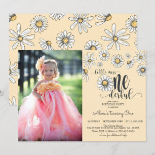 Daisy Little Miss ONEderful Invitation avec photo 