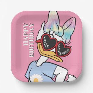 Daisy "Love Sunshine" Retro Sunglasses Graphic Paper Plate