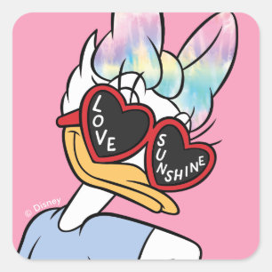 Daisy "Love Sunshine" Retro Sunglasses Graphic Square Sticker