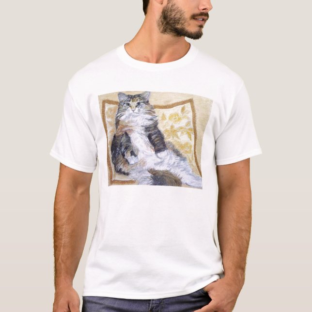 Daisy Mae Maine Coon Cat Portrait T-Shirt (Front)