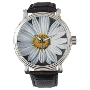 Daisy Mae Vintage Leather Black Strap Watch
