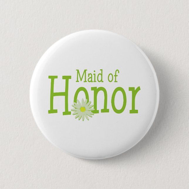 Daisy Maid of Honour 2 Inch Round Button (Front)