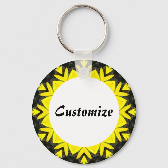 Daisy Mandala Template 12 Keychain (Front)