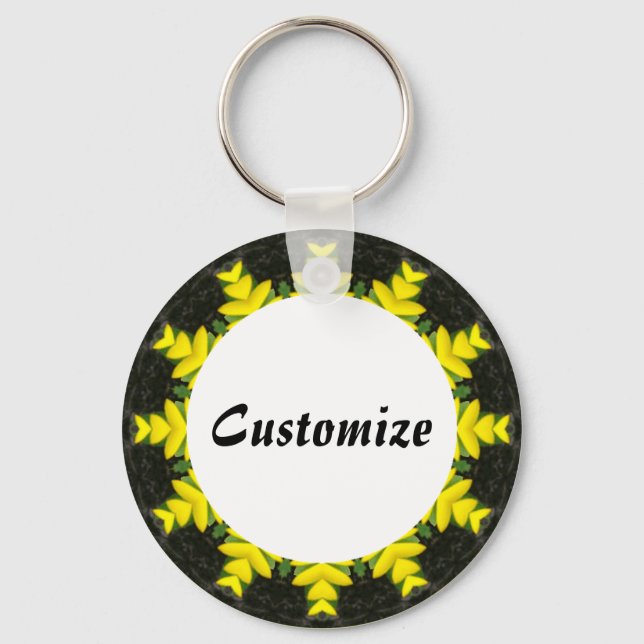 Daisy Mandala Template 13 Keychain (Front)