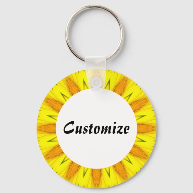 Daisy Mandala Template 14 Keychain (Front)