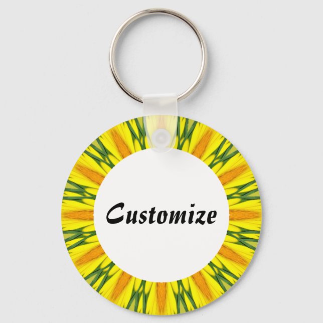 Daisy Mandala Template 15 Keychain (Front)