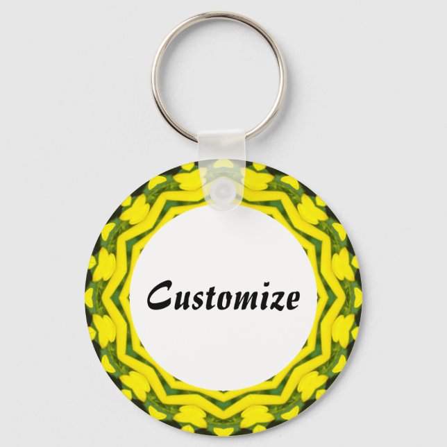 Daisy Mandala Template 21 Keychain (Front)