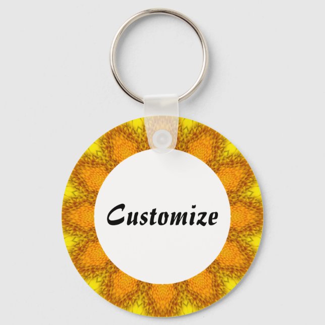 Daisy Mandala Template 24 Keychain (Front)