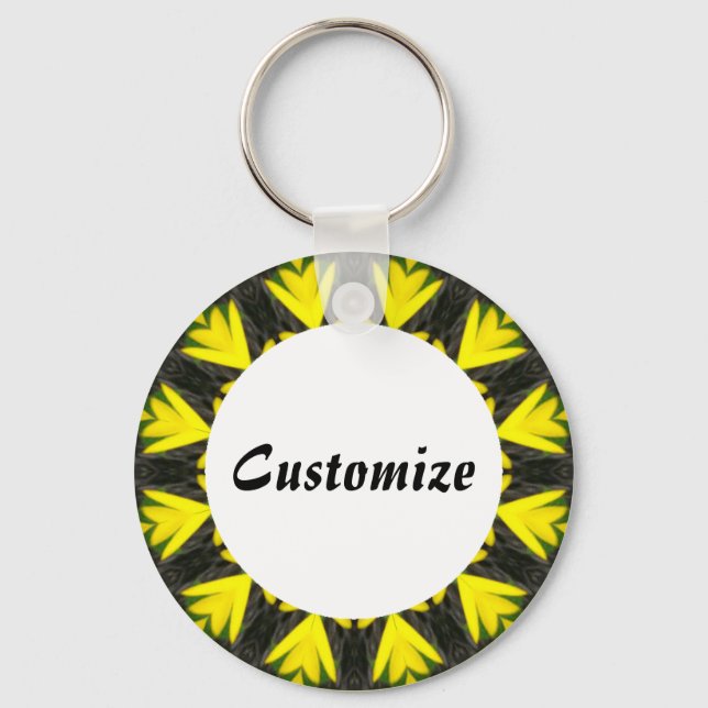 Daisy Mandala Template 27 Keychain (Front)
