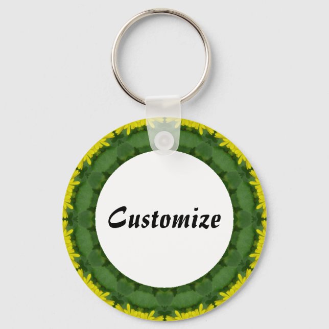 Daisy Mandala Template 33 Keychain (Front)
