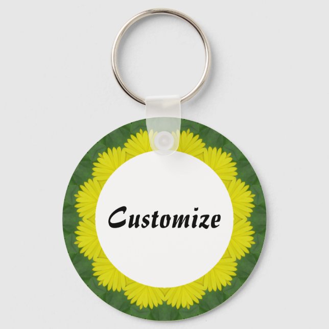 Daisy Mandala Template 35 Keychain (Front)