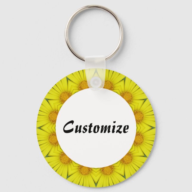 Daisy Mandala Template 36 Keychain (Front)