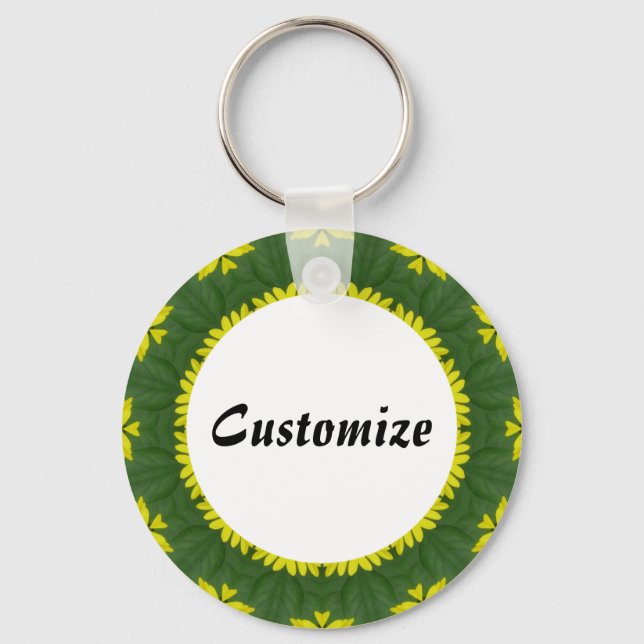 Daisy Mandala Template 38 Keychain (Front)