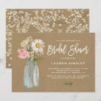 Daisy Mason Jar Kraft Paper Fall Bridal Shower