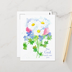 Daisy May God Watch Over You Religious Christian Postcard