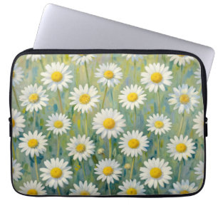 Daisy Meadow Impressionist Floral Pattern Laptop Sleeve