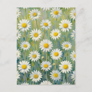 Daisy Meadow Impressionist Floral Pattern Postcard