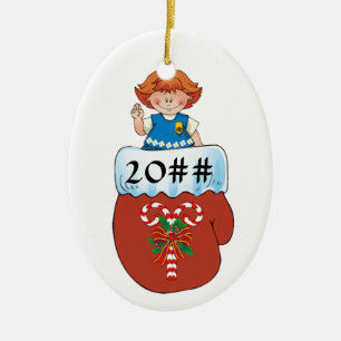 Daisy Mitten Redhead Ceramic Ornament