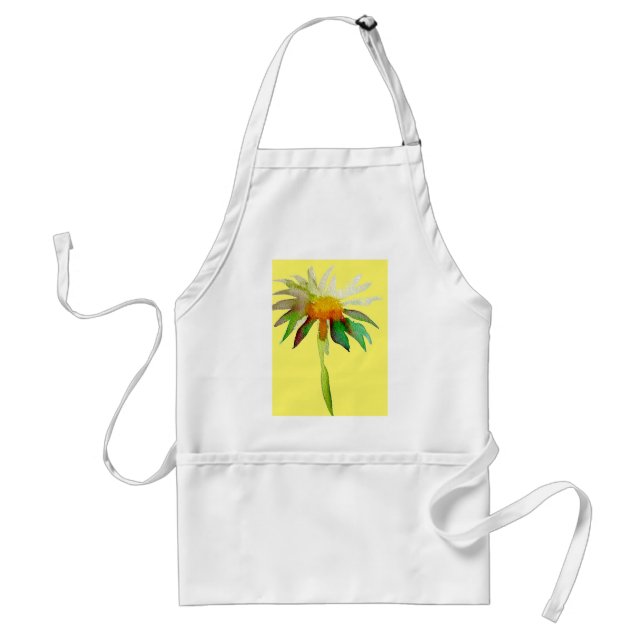 Daisy modern art flower on yellow standard apron (Front)