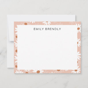 Daisy Modern Hand Drawn Pattern Flat Note Card